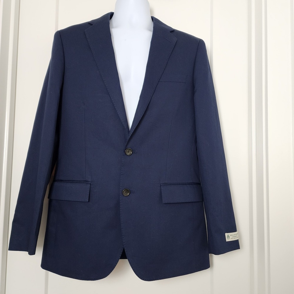 J Crew Ludlow 38R Navy Cotton Blazer Duca Visconti Italian Fabric Quiet Luxury